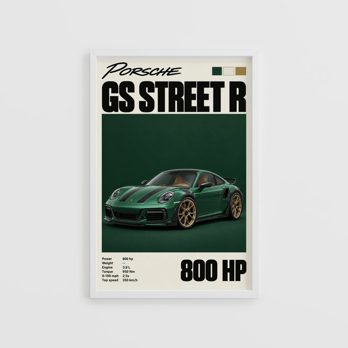 Vintage Porsche GS Street R Print, Car Wall Art