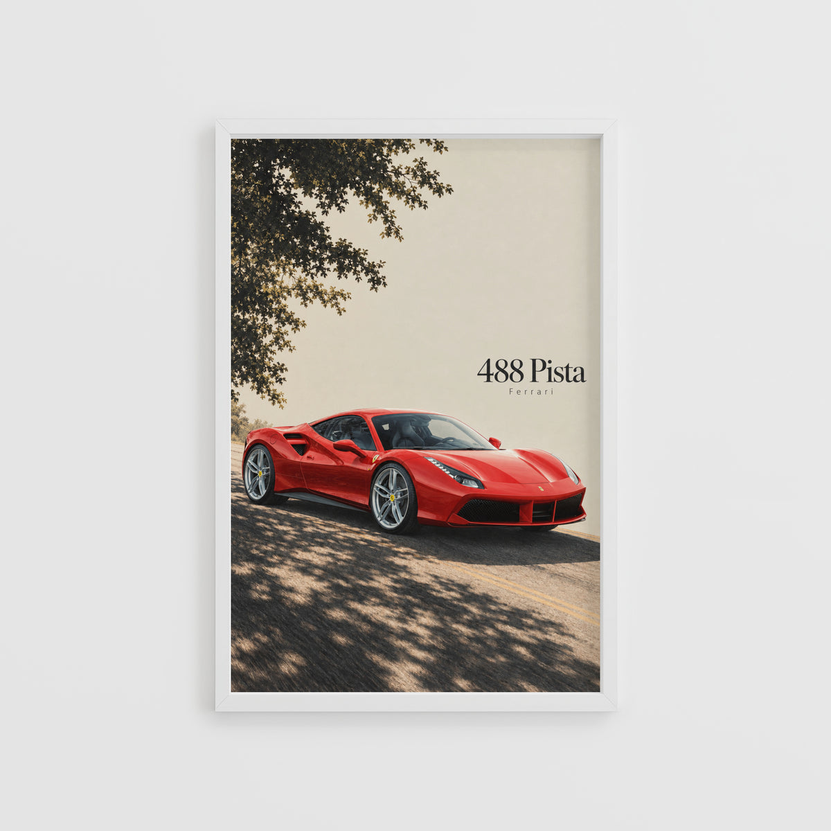 Vintage Ferrari 488 Pista Print, Supercar Wall Art