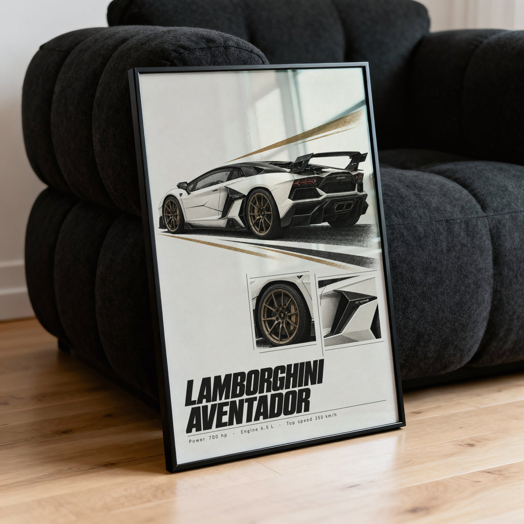 Vintage Lamborghini Aventador Print, Car Poster