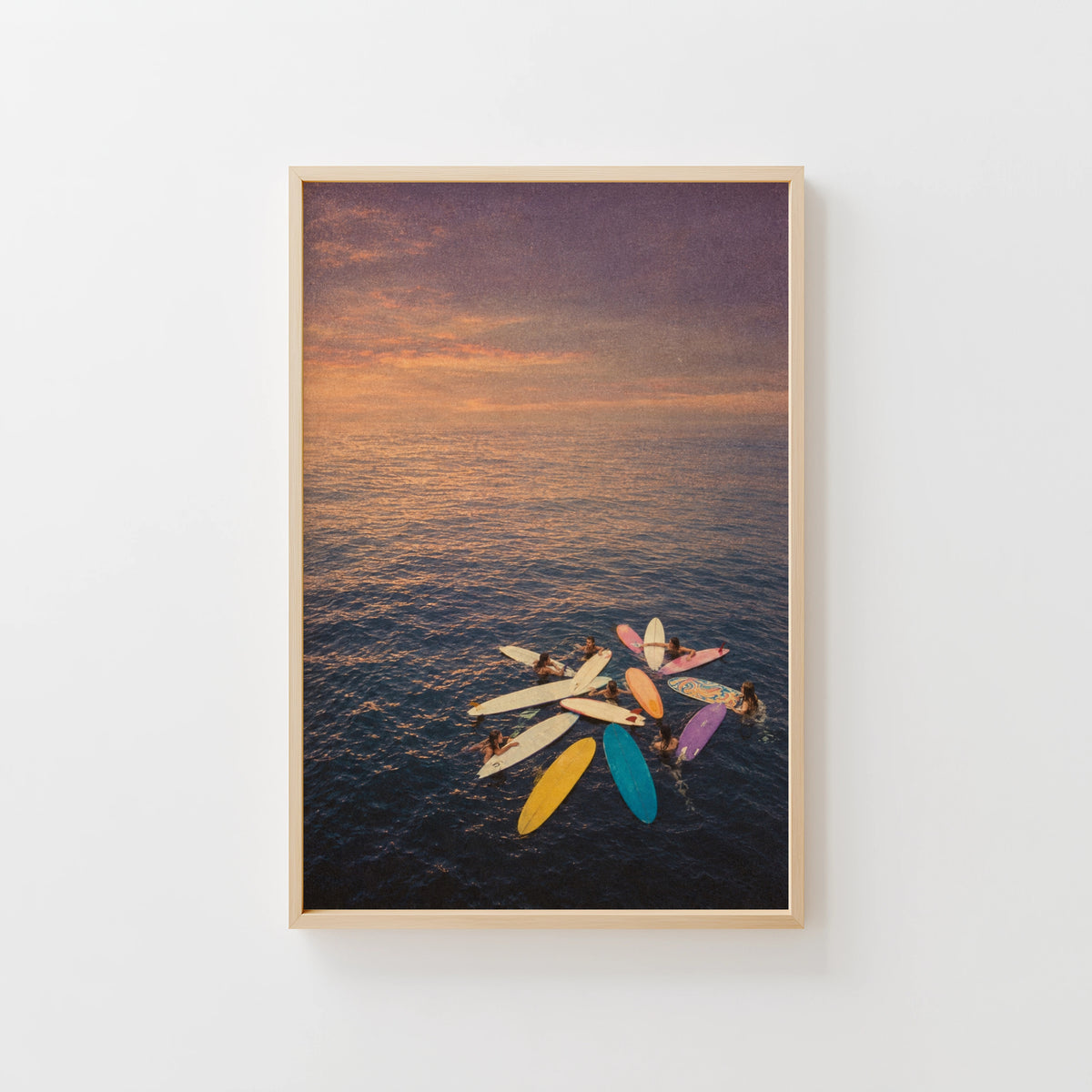 Vintage Surf Print, Sunset Longboards Poster, Wall Art