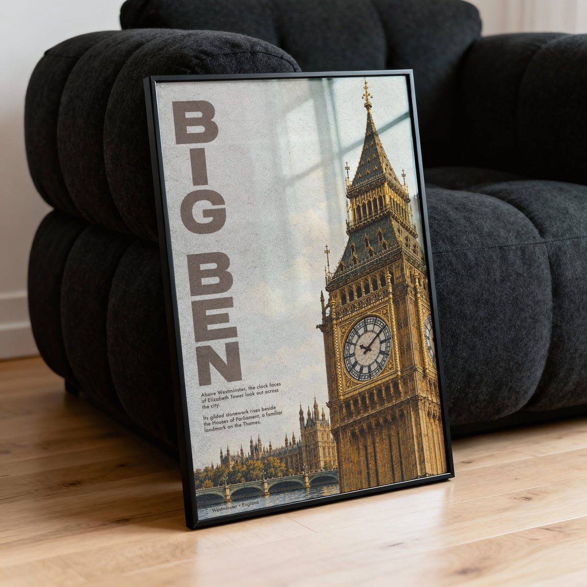 Vintage Big Ben London Poster, Westminster Wall Art