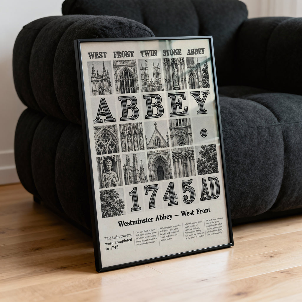 Vintage Westminster Abbey Poster, Gothic Print