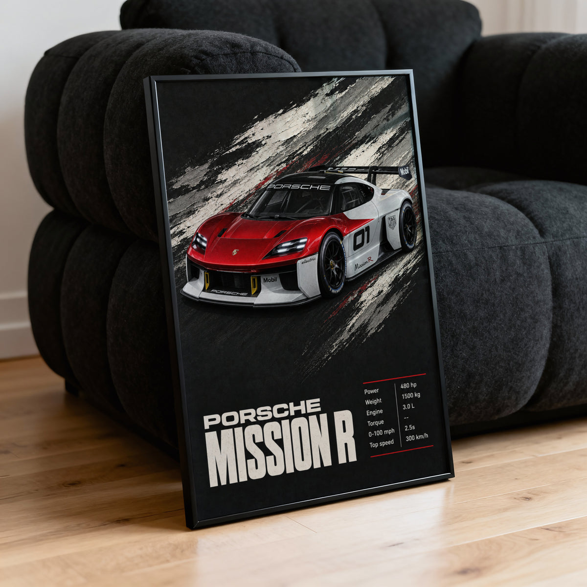 Vintage Porsche Mission R Print, Car Wall Art