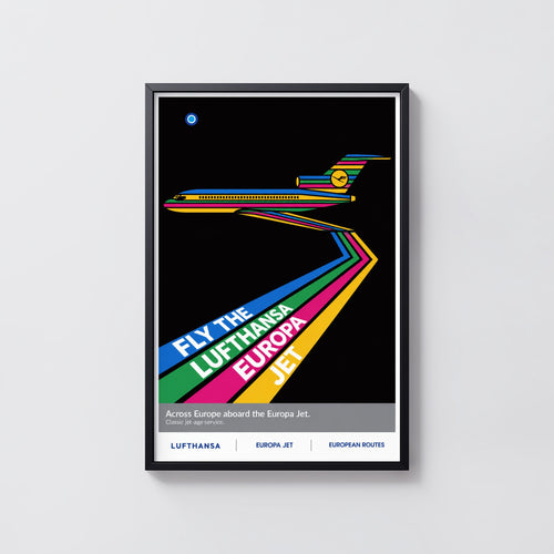 Vintage Lufthansa Jet Poster, Retro Aviation Wall Art Print