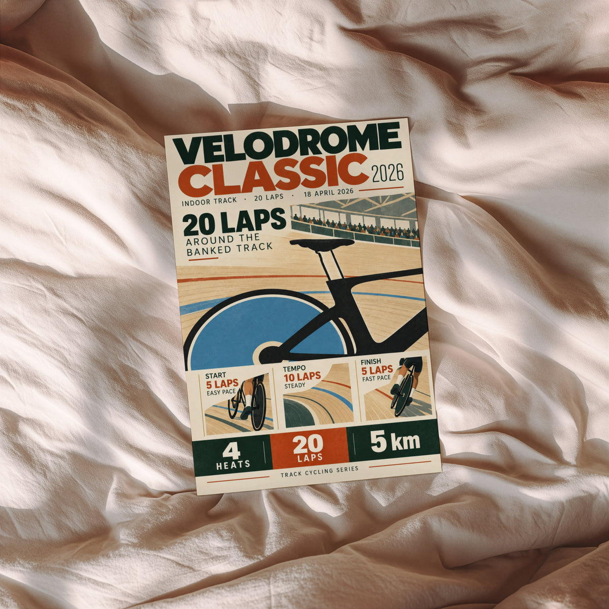 Vintage Velodrome Cycling Poster, Track Racing Wall Art