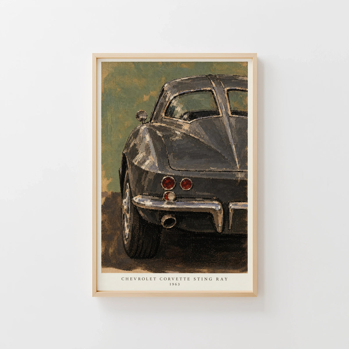 Vintage 1963 Corvette Sting Ray Wall Art, Car Print