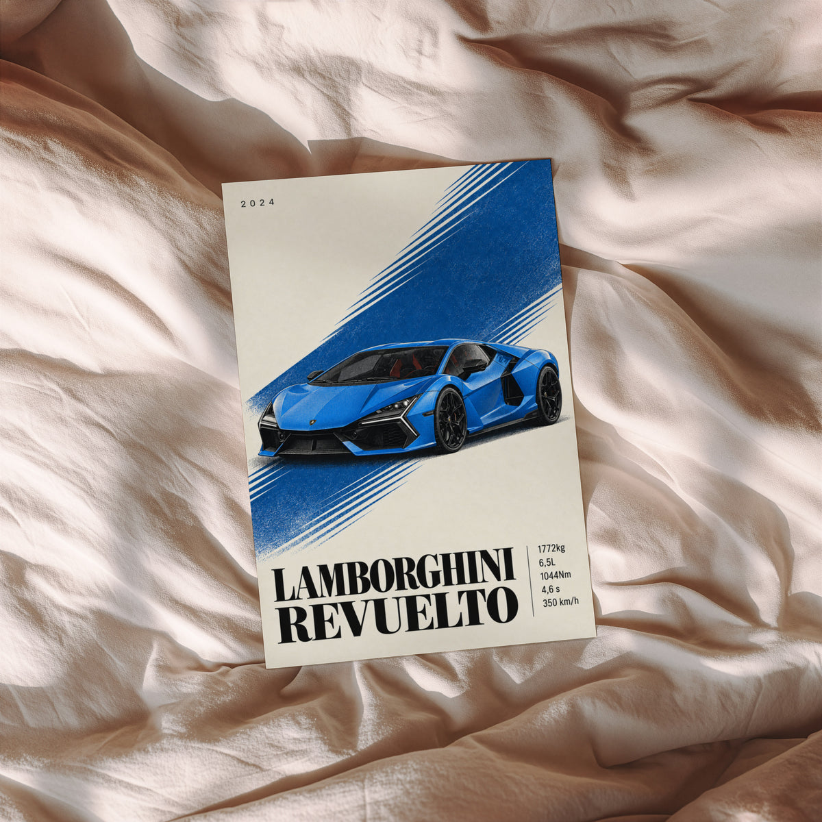 Vintage Lamborghini Revuelto Print, Supercar Wall Art