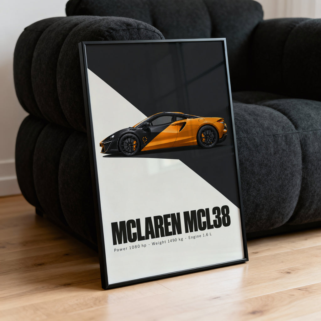 Vintage McLaren MCL38 Print, Supercar Wall Art