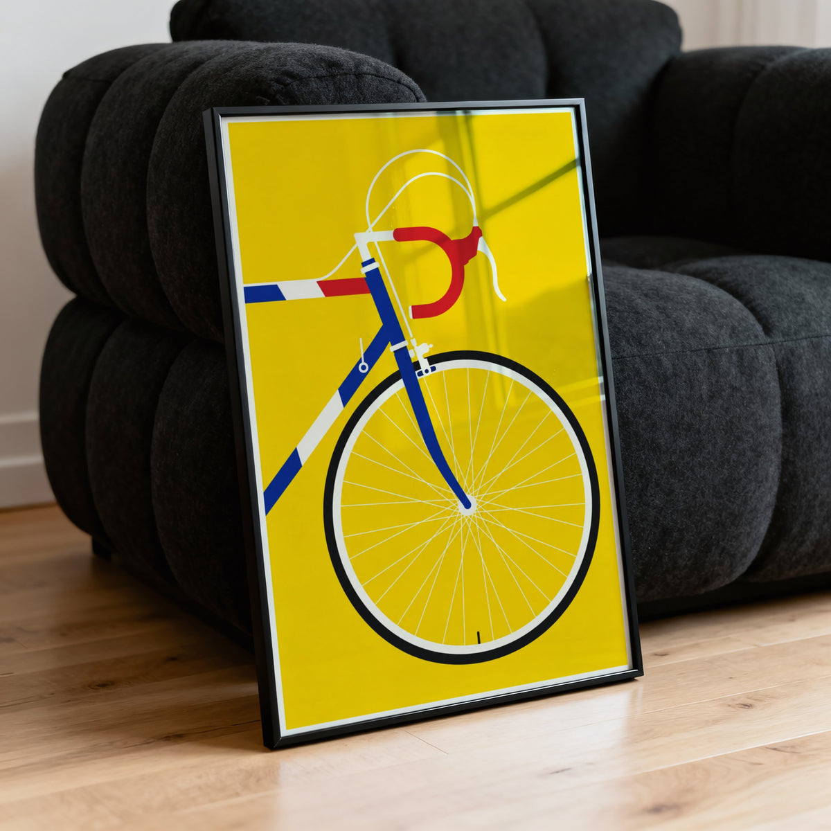 Vintage Cycling Poster, Yellow Bicycle Wall Art Print