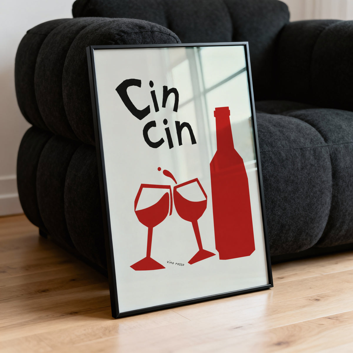 Vintage Cin Cin Red Wine Print Poster, Kitchen Wall Art