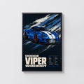 Vintage Dodge Viper Widebody Print, Blue Car Art
