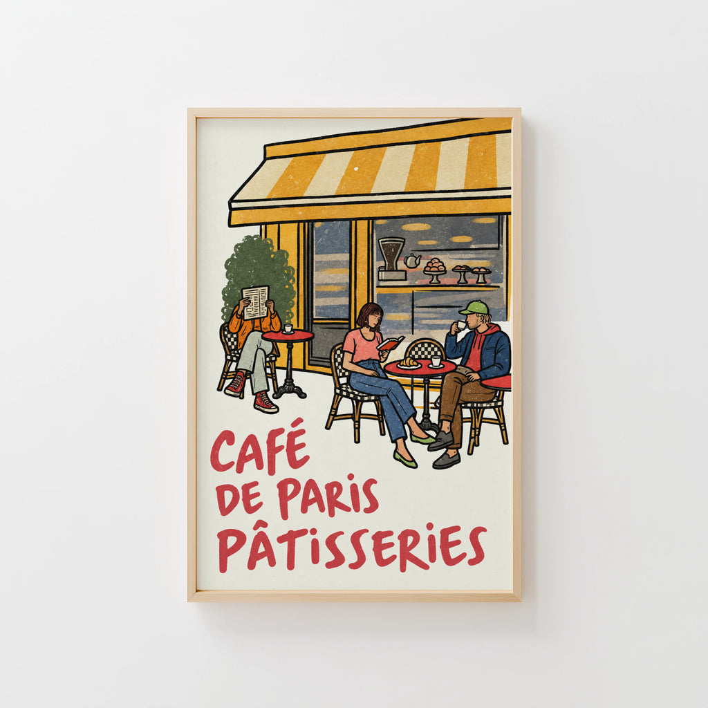 Vintage Coffee Print and Poster, Paris Cafe Wall Art