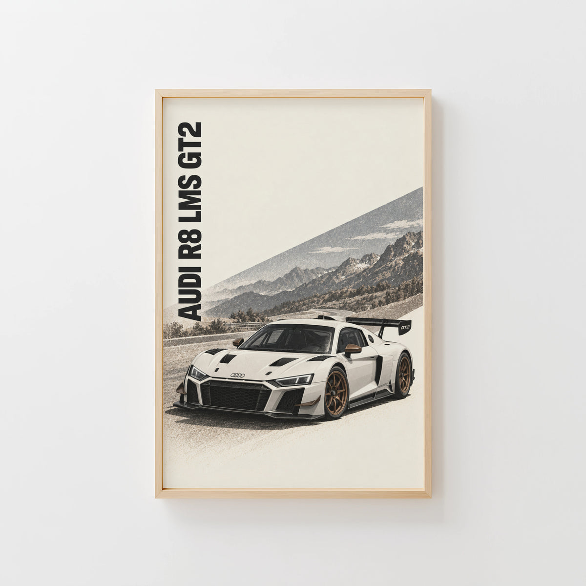 Vintage Audi R8 LMS GT2 Print, Racing Car Wall Art