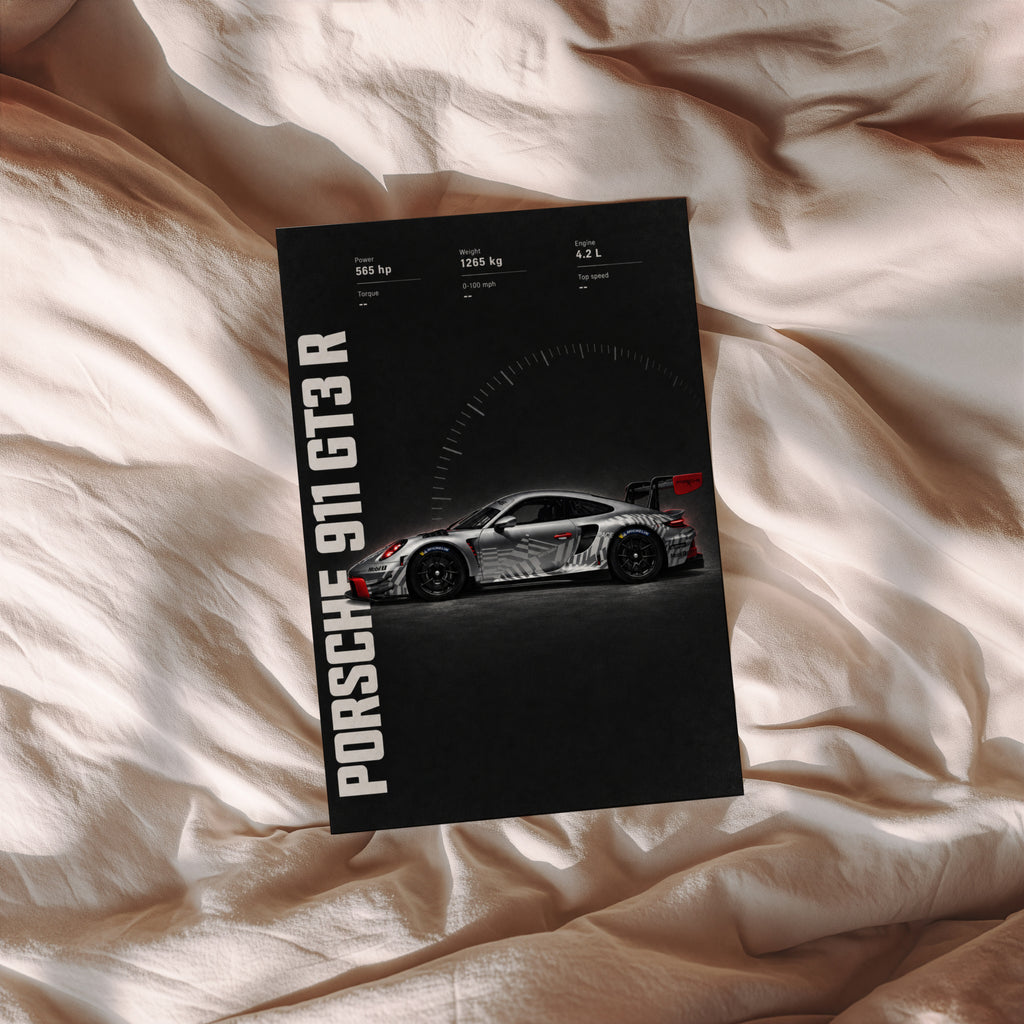 Vintage Porsche 911 GT3 R Racing Car Print