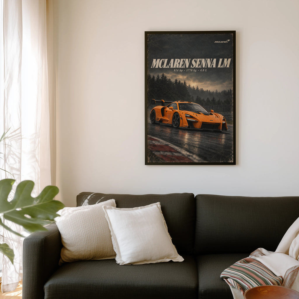 Vintage McLaren Senna LM Print, Supercar Art