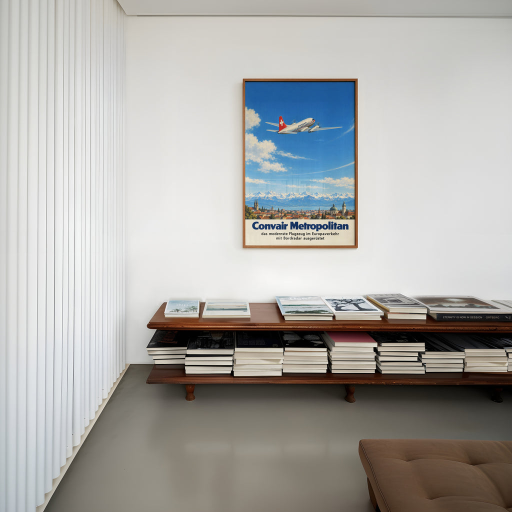 Vintage Swissair Poster, Convair Metropolitan Print