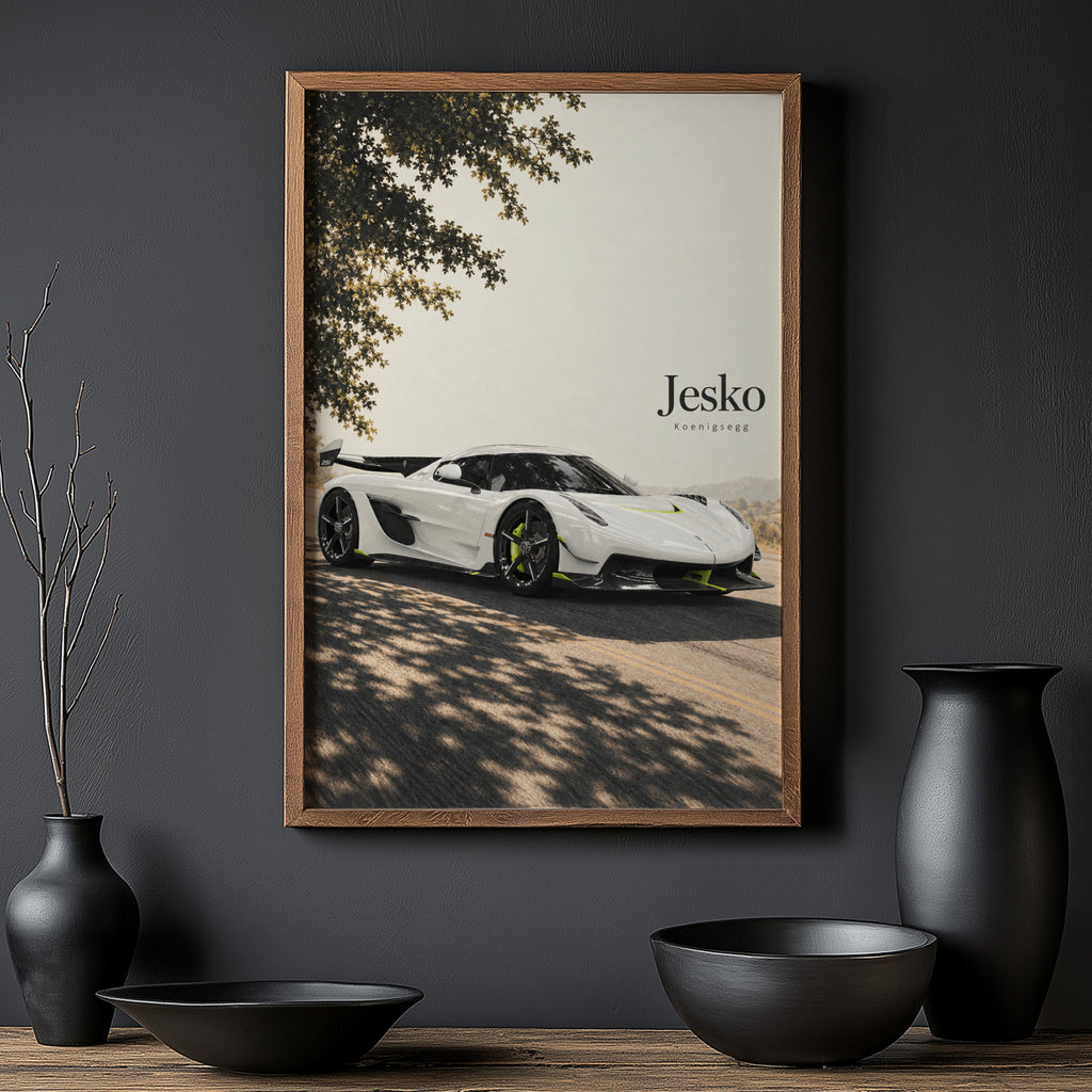Vintage Koenigsegg Jesko Print, Hypercar Wall Art