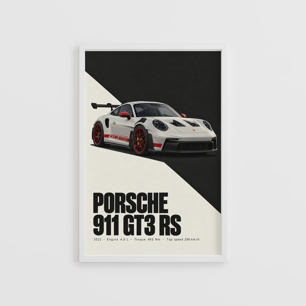 Vintage Porsche 911 GT3 RS Print, Car Wall Art