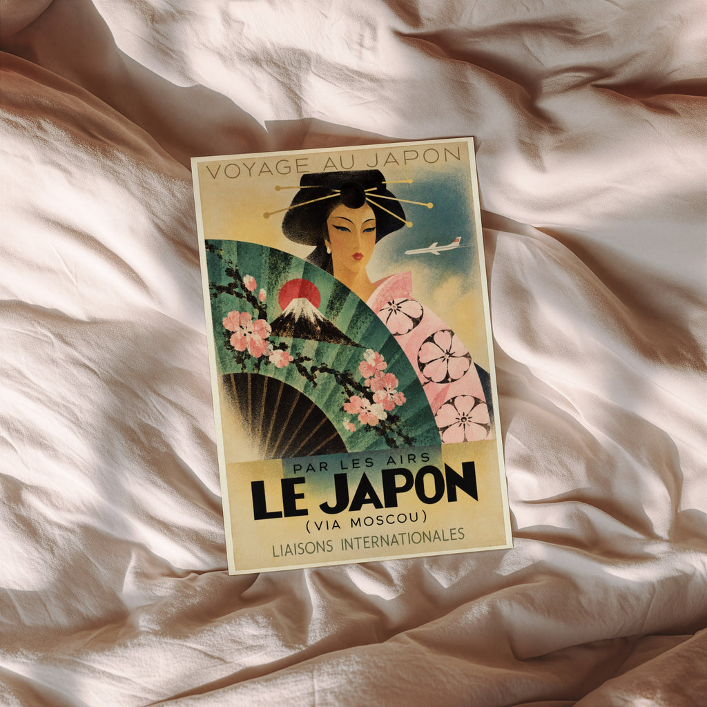Vintage Japan Travel Poster, Art Deco Wall Art, Print