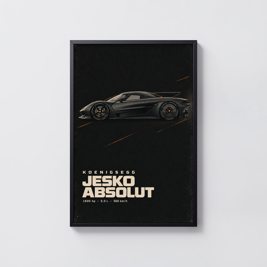 Vintage Koenigsegg Jesko Absolut Print, Car Wall Art