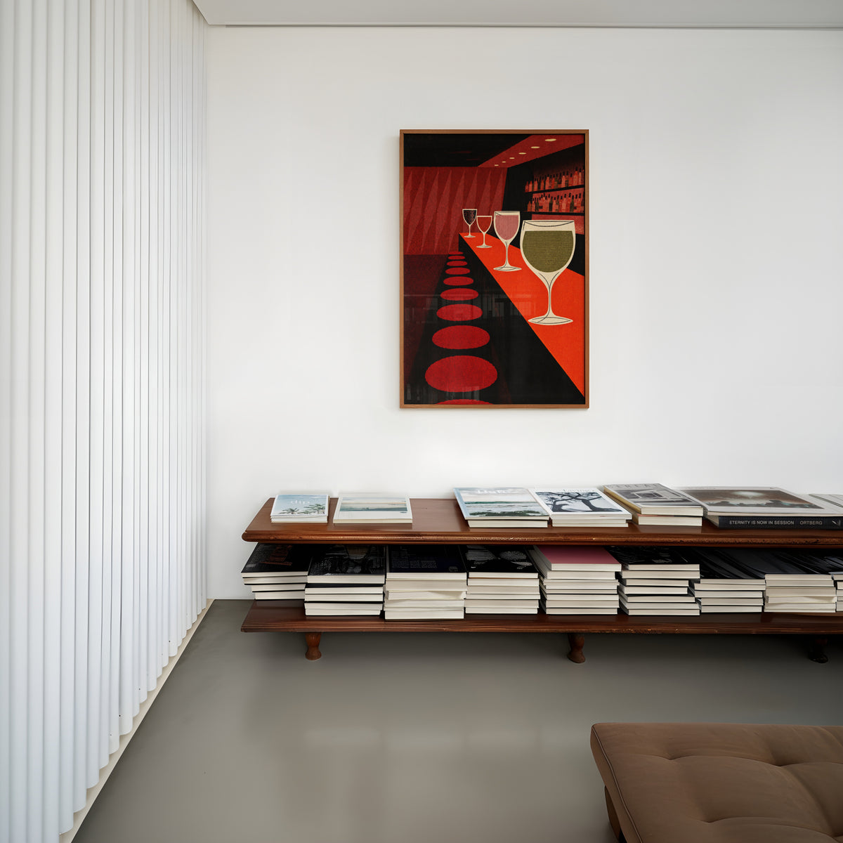Vintage Wine Bar Print Poster, Mid Century Wall Art