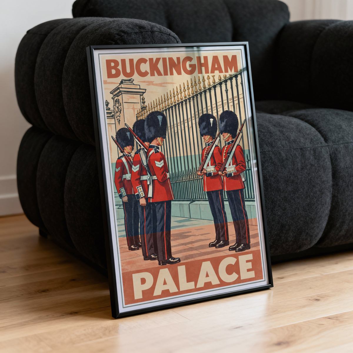 Vintage Buckingham Palace Poster, London Guards Print