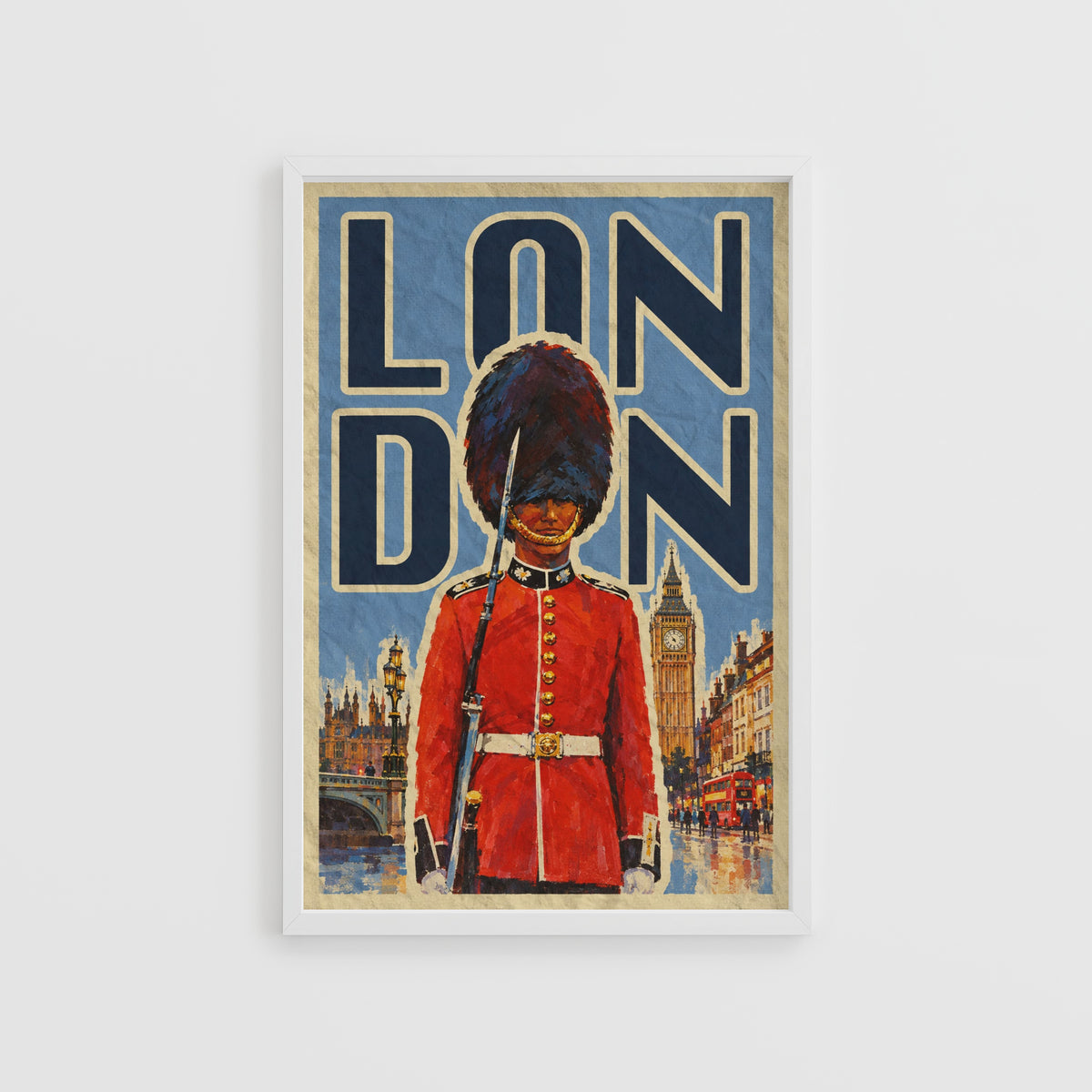 Vintage London Poster, Royal Guard Wall Art, Big Ben Print