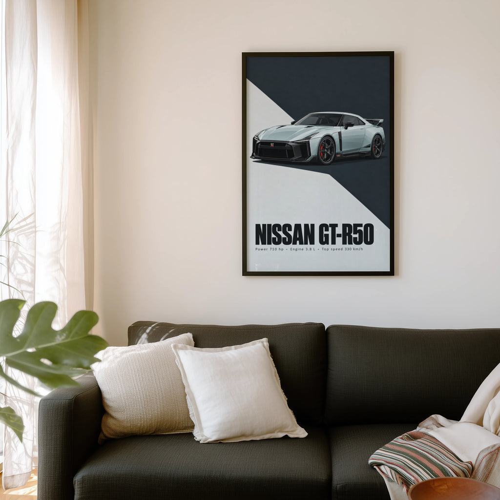 Vintage Nissan GT-R50 Print, Car Wall Art, Garage