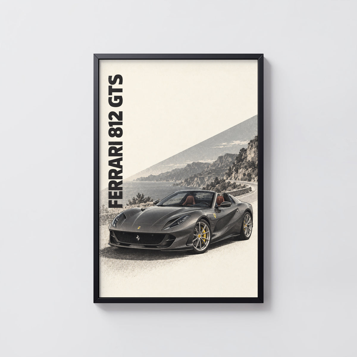 Vintage Ferrari 812 GTS Print, Supercar Wall Art