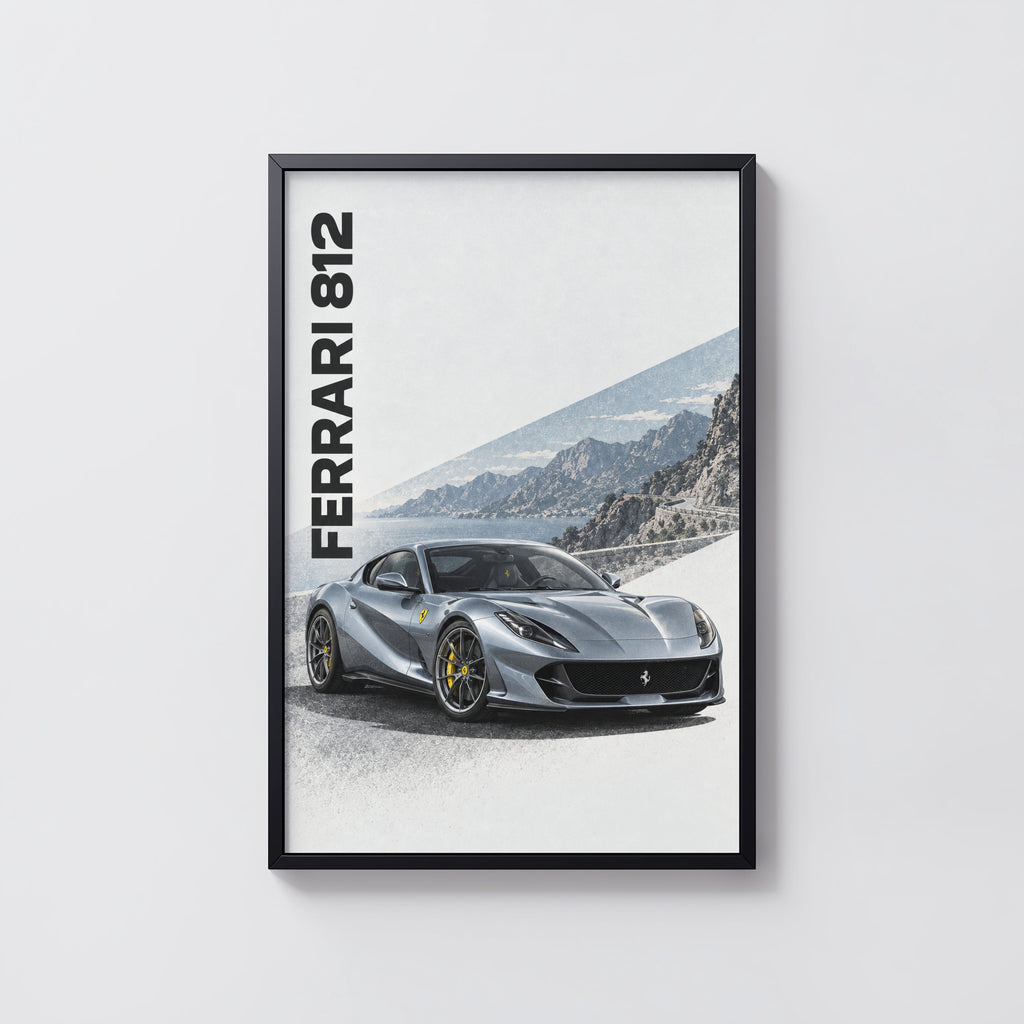 Vintage Ferrari 812 Print, Supercar Wall Art