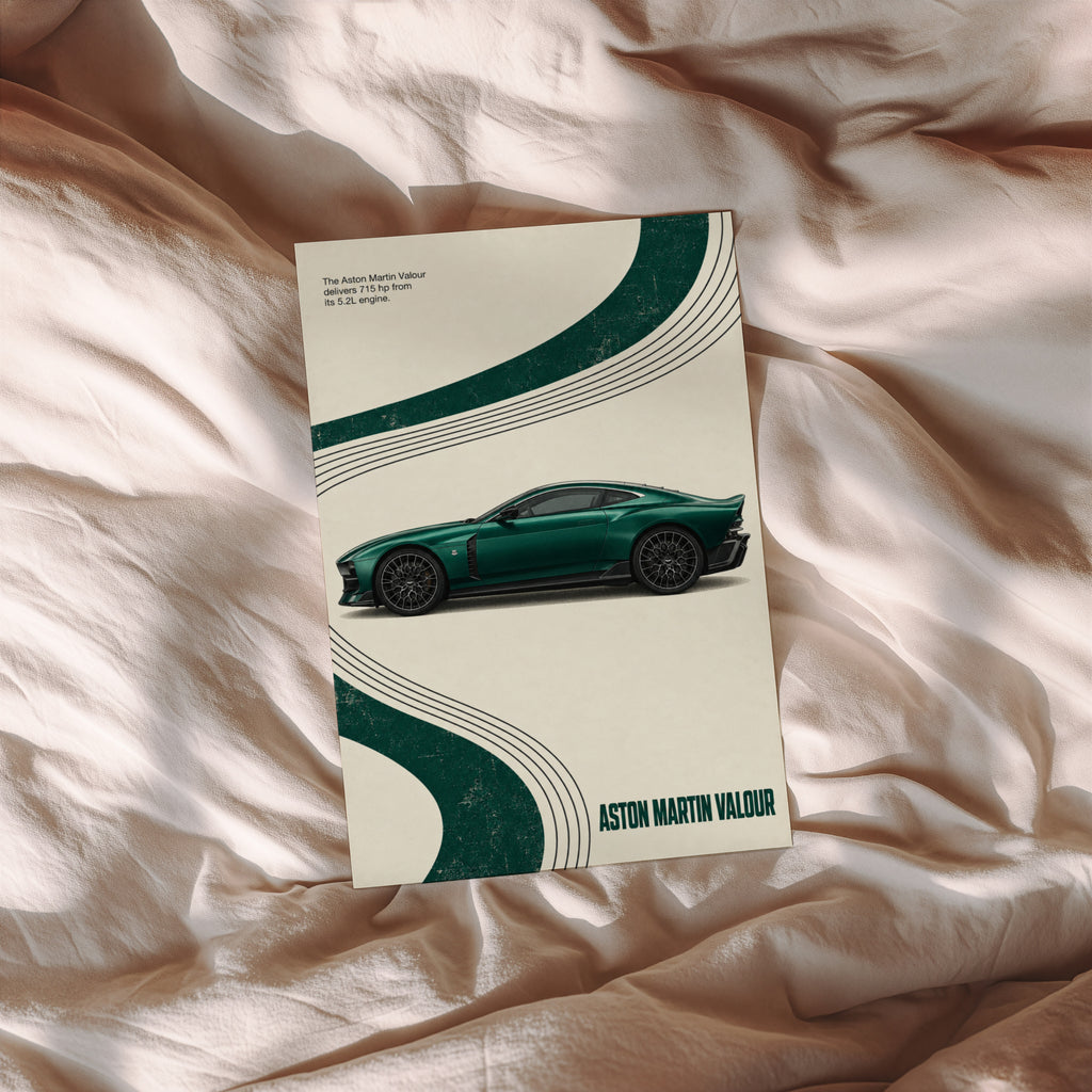 Vintage Aston Martin Valour Print, Green Car Art