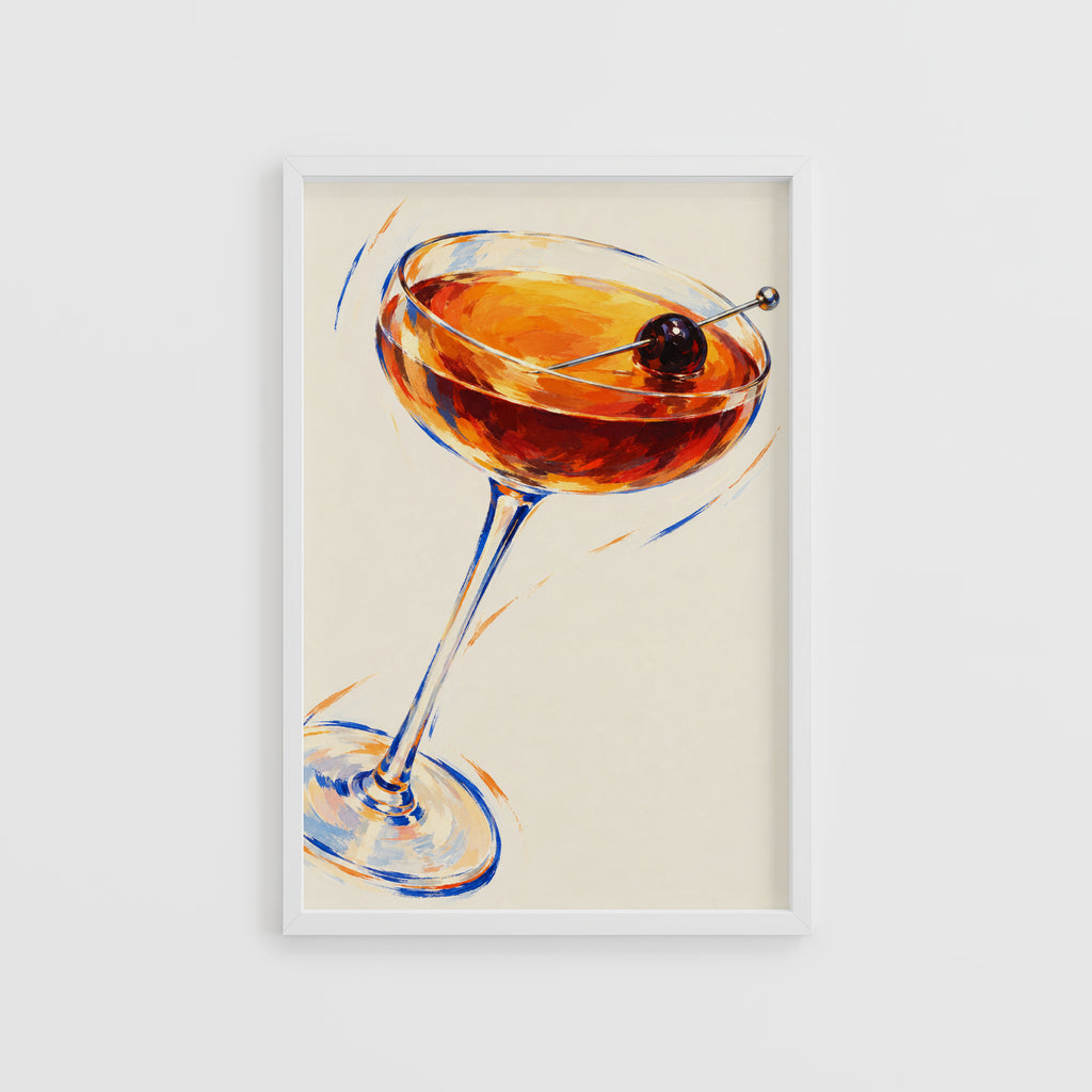 Vintage Cocktail Print Poster, Manhattan Bar Wall Art