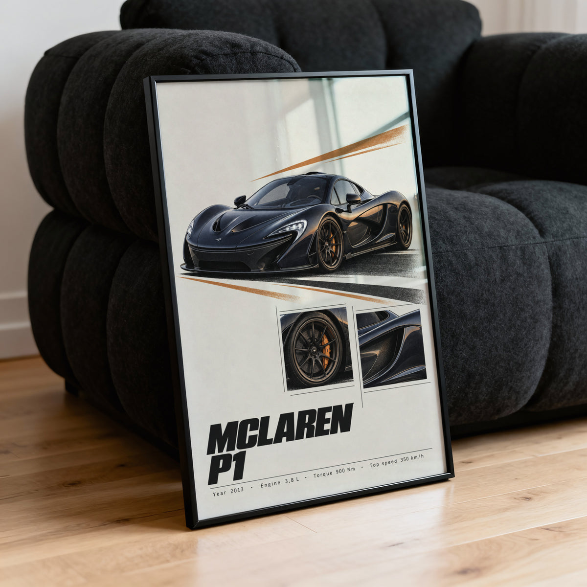 Vintage McLaren P1 Print, Supercar Wall Art