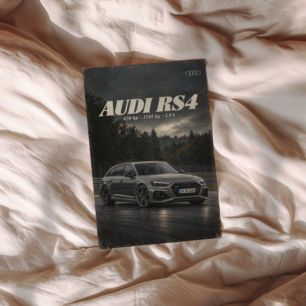 Vintage Audi RS4 Avant Print, Car Wall Art