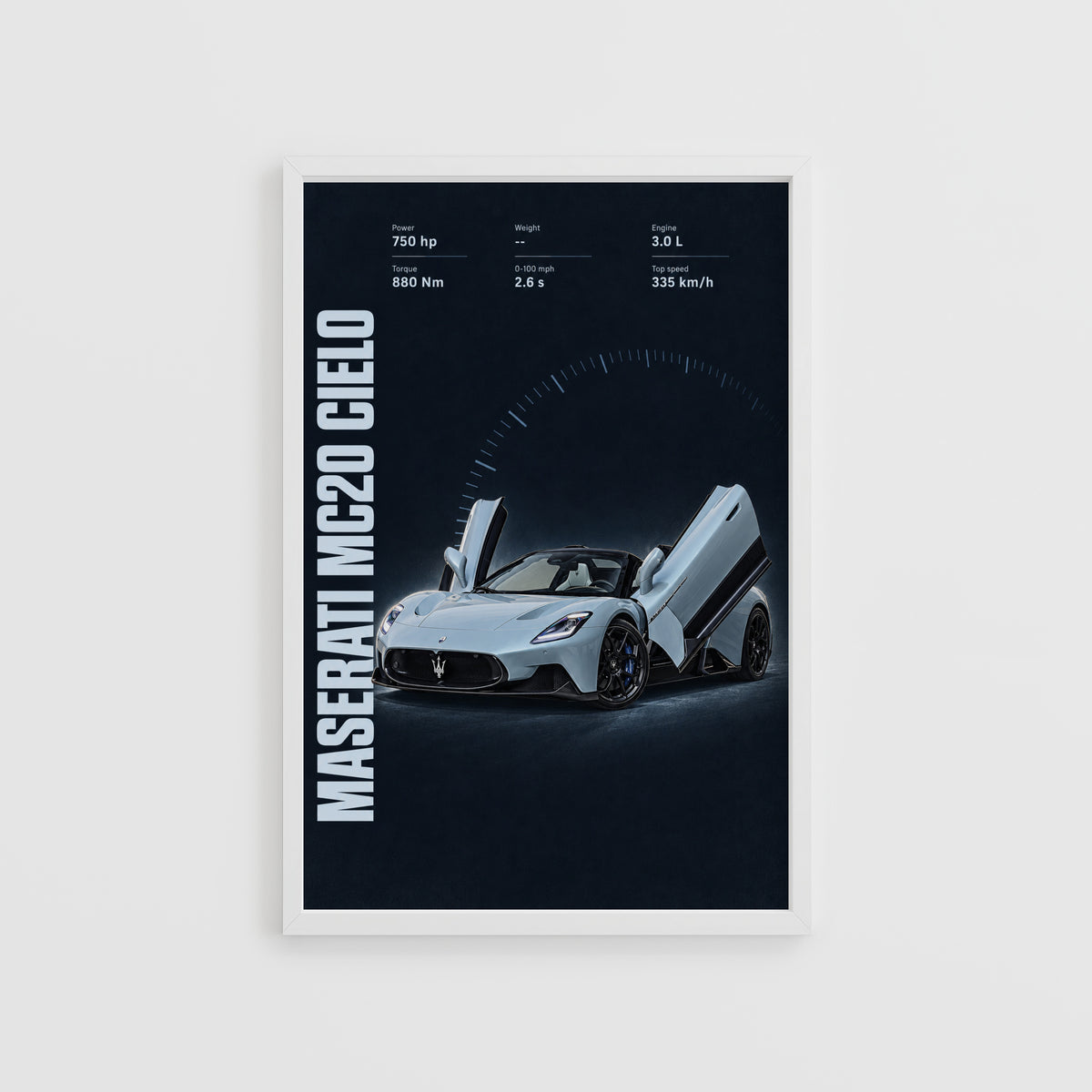Vintage Maserati MC20 Cielo Print, Supercar Art
