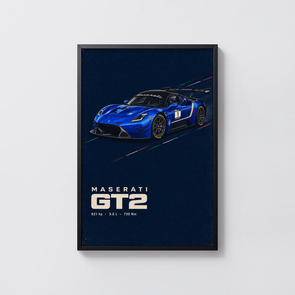 Vintage Maserati GT2 Print, Race Car Wall Art