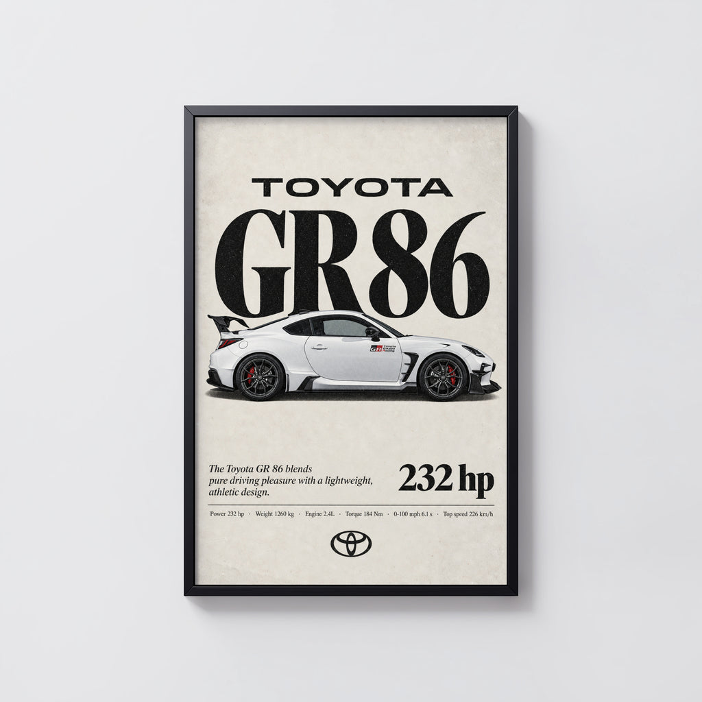 Vintage Toyota GR86 Print, Car Poster, Wall Art