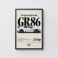Vintage Toyota GR86 Print, Car Poster, Wall Art