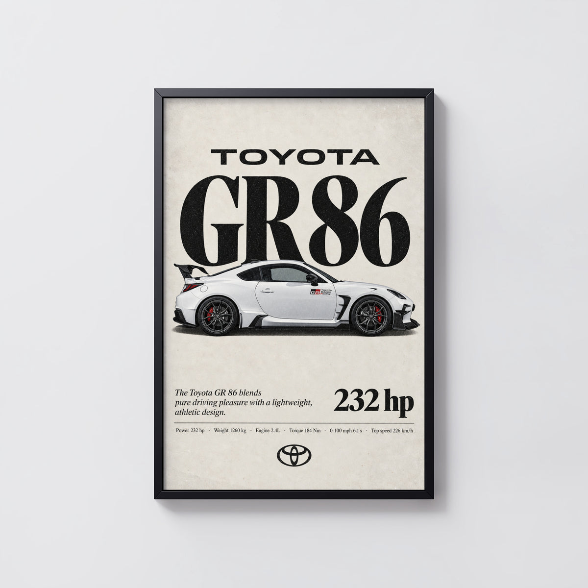 Vintage Toyota GR86 Print, Car Poster, Wall Art