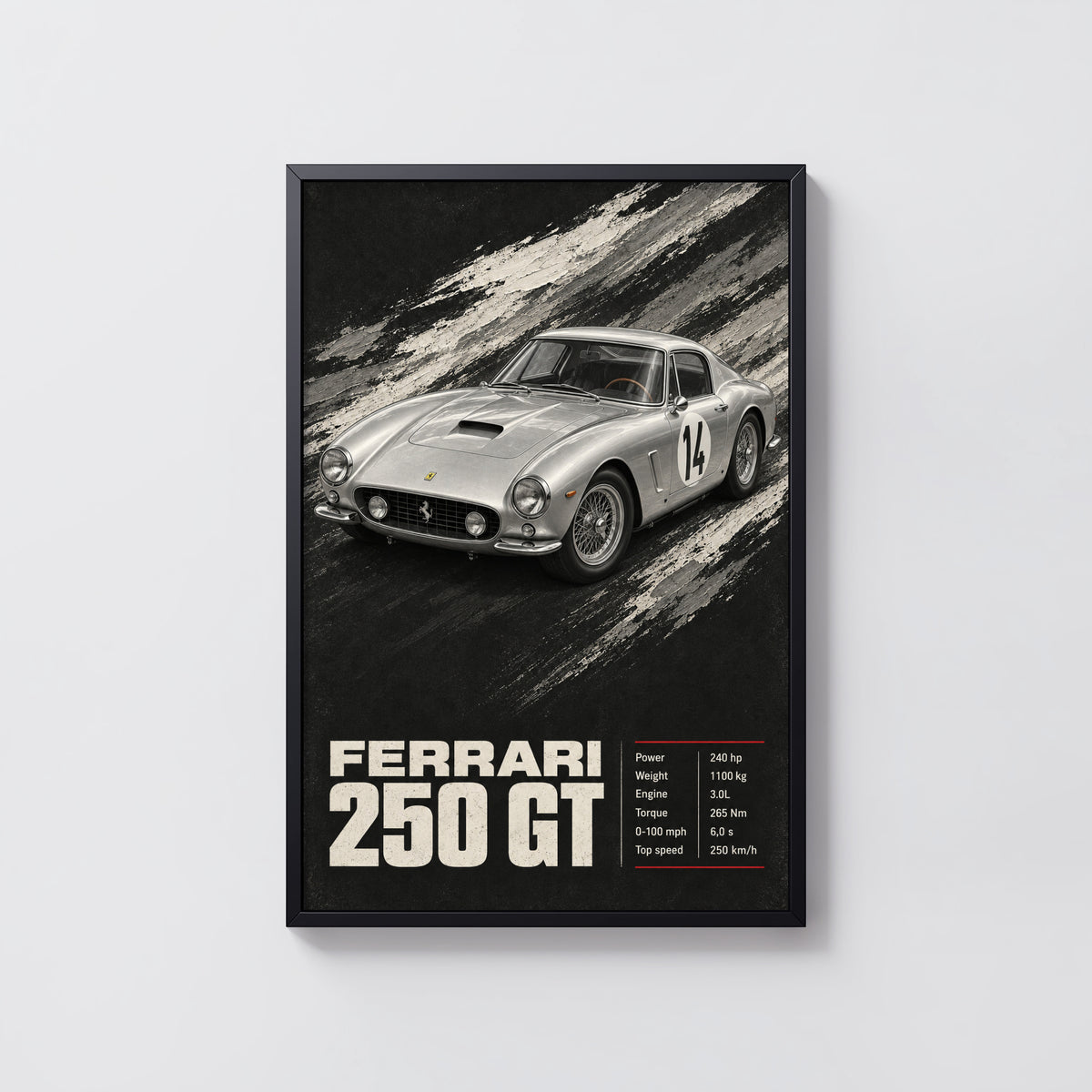 Vintage Ferrari 250 GT Print, Car Wall Art