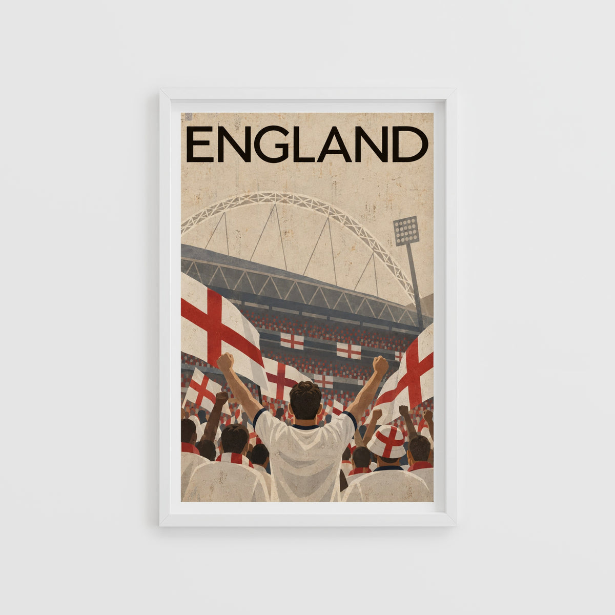 Vintage England Football Poster, Wembley Wall Art, Print