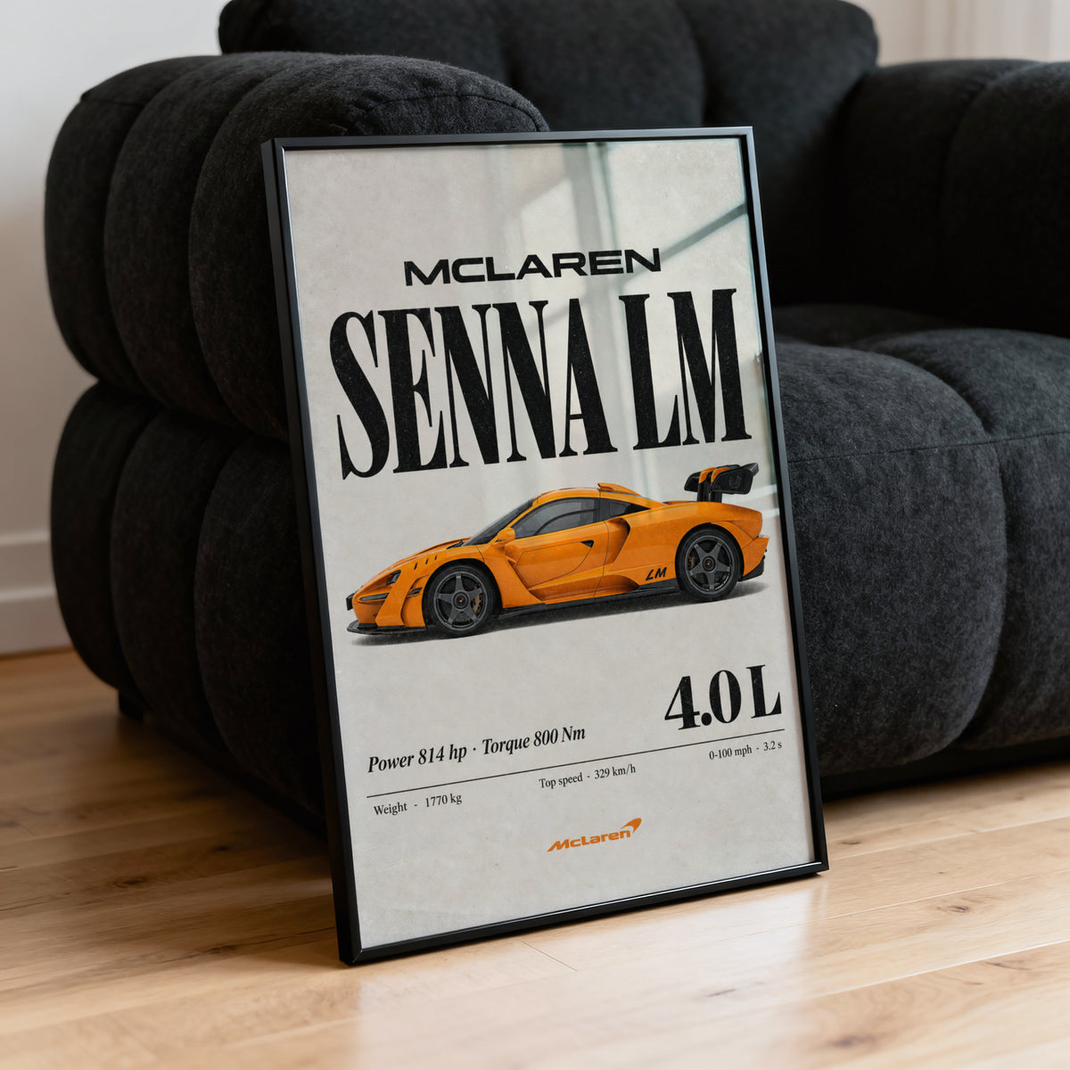 Vintage McLaren Senna LM Print, Supercar Wall Art