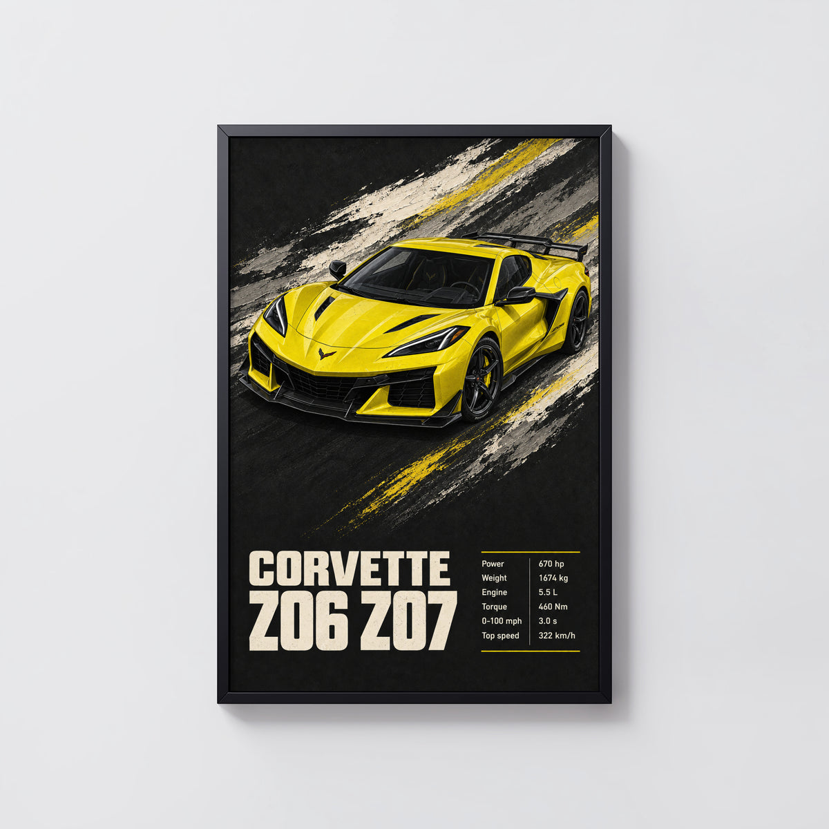 Vintage Corvette Z06 Print, Car Poster, Supercar Wall Art