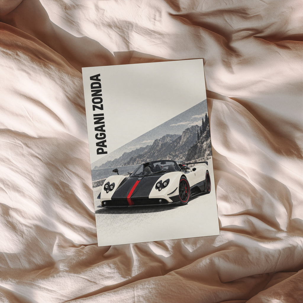 Vintage Pagani Zonda Print, Supercar Wall Art