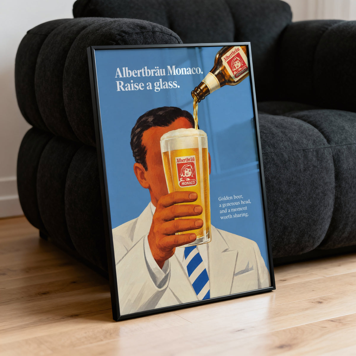 Vintage Albertbrau Monaco Beer Print and Poster Wall Art