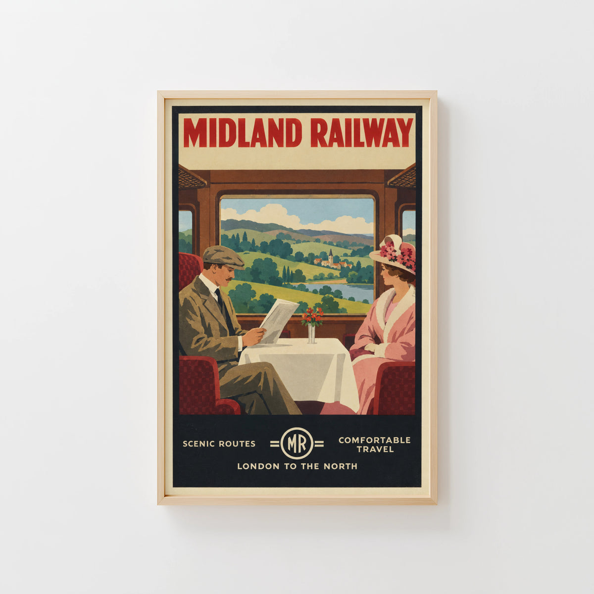 Vintage Midland Railway Print Poster, Train Wall Art