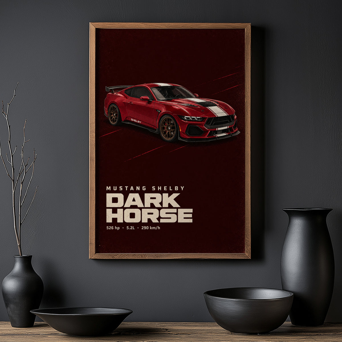 Vintage Mustang Shelby Dark Horse Print, Car Art
