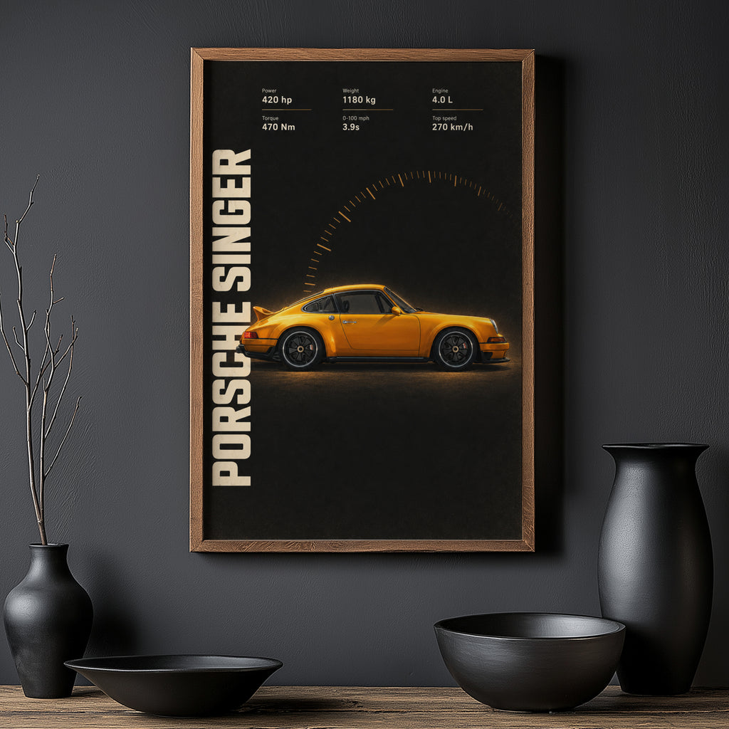 Vintage Porsche Singer Car Print, Wall Art