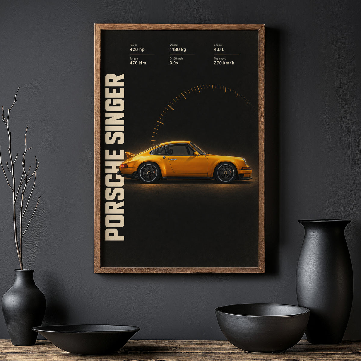 Vintage Porsche Singer Car Print, Wall Art