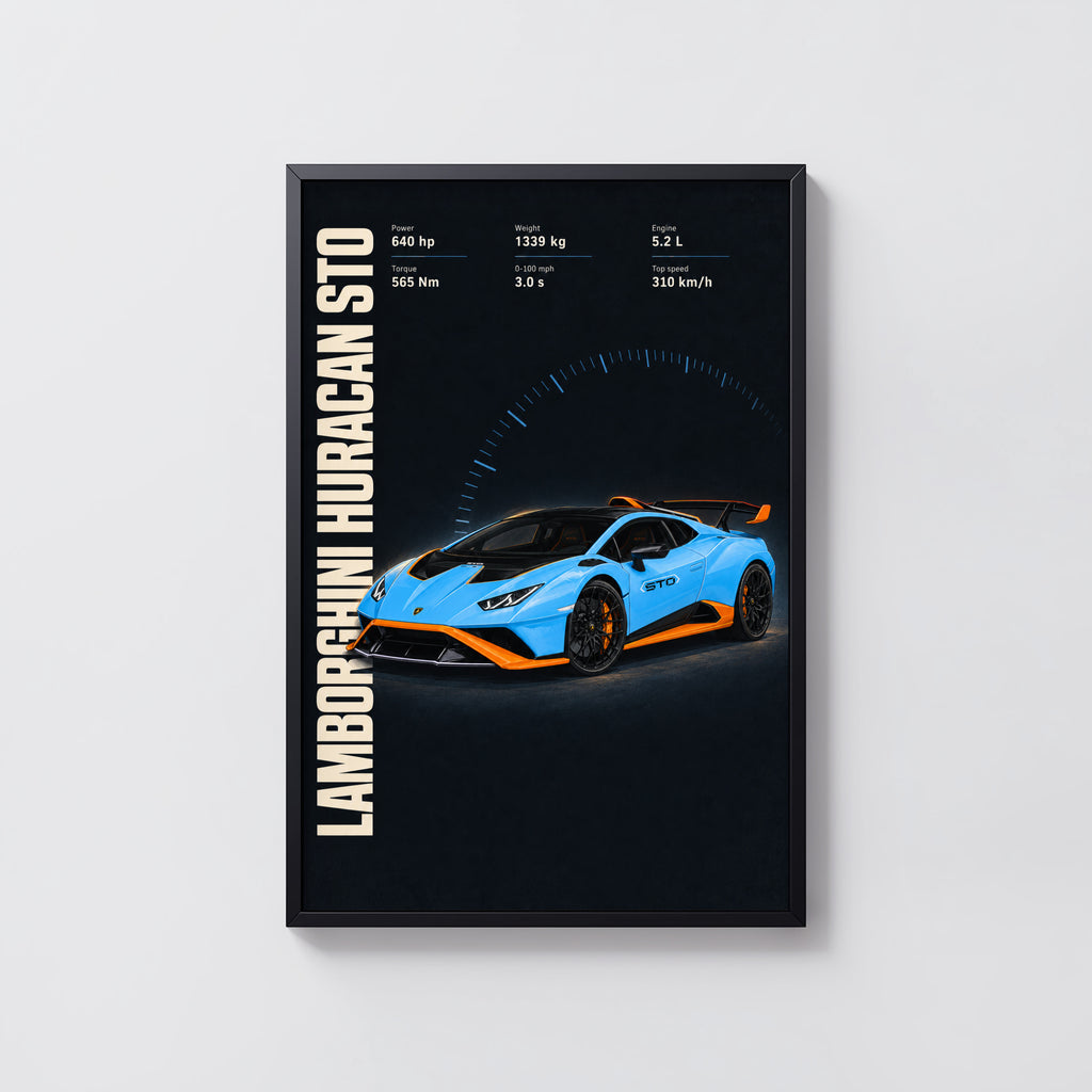 Vintage Lamborghini Huracan STO Print, Supercar